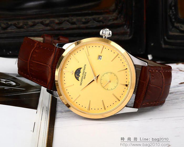 江詩丹頓 Vacheron Constantin 高級定制 全自動機械機芯 真牛皮錶帶 男士腕表  wssb4352